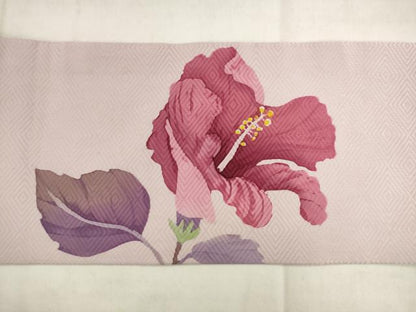 平和屋着物●九寸名古屋帯　草花文　ろうけつ染め　正絹　逸品　AABK6899pf