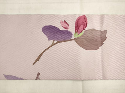 平和屋着物●九寸名古屋帯　草花文　ろうけつ染め　正絹　逸品　AABK6899pf