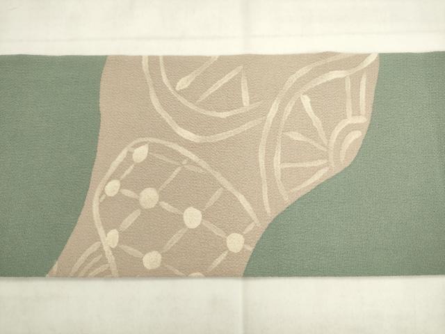 平和屋着物●九寸名古屋帯　片輪車花文　ろうけつ染め　鬼しぼ縮緬　正絹　逸品　AABK6905pf