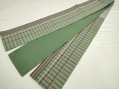 平和屋着物●本場筑前博多織　半幅帯　格子　正絹　逸品　AABK6918pf