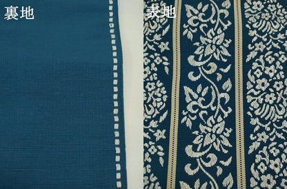 平和屋着物●本場筑前博多織　半幅帯　草花間道　証紙付き　正絹　逸品　AABK6924pf