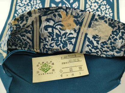 平和屋着物●本場筑前博多織　半幅帯　草花間道　証紙付き　正絹　逸品　AABK6924pf