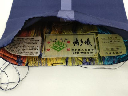 平和屋着物●本場筑前博多織　半幅帯　花舞　森博多織謹製　証紙付き　正絹　逸品　未使用　AABK6926pf