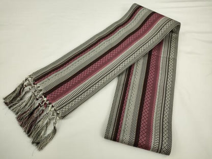 平和屋着物●本場筑前博多織　半幅帯　間道　正絹　逸品　AABK6928pf