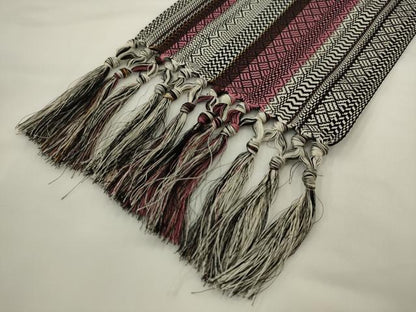 平和屋着物●本場筑前博多織　半幅帯　間道　正絹　逸品　AABK6928pf