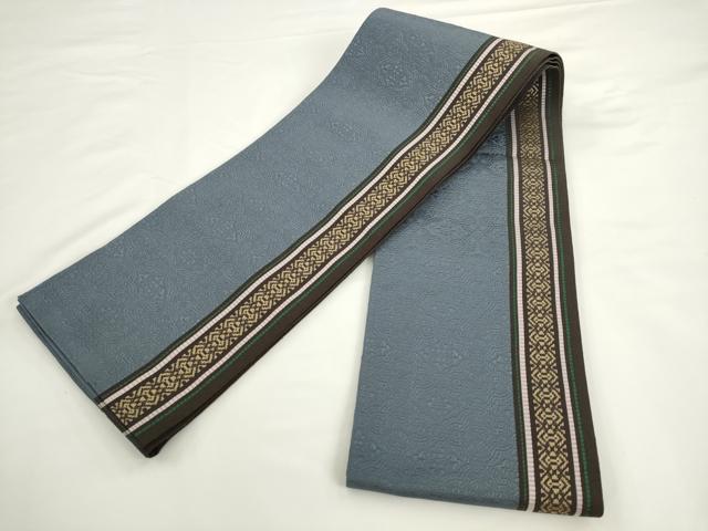 平和屋着物●本場筑前博多織　半幅帯　間道　小野和也作　証紙付き　正絹　逸品　AABK6930pf