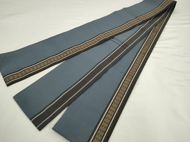 平和屋着物●本場筑前博多織　半幅帯　間道　小野和也作　証紙付き　正絹　逸品　AABK6930pf
