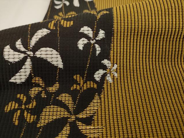 平和屋着物●半幅帯　流水花文　金糸　正絹　逸品　AABK6944pf