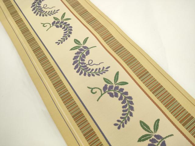 平和屋着物○本場筑前博多織 両面半幅帯 花間道 献上 正絹 逸品