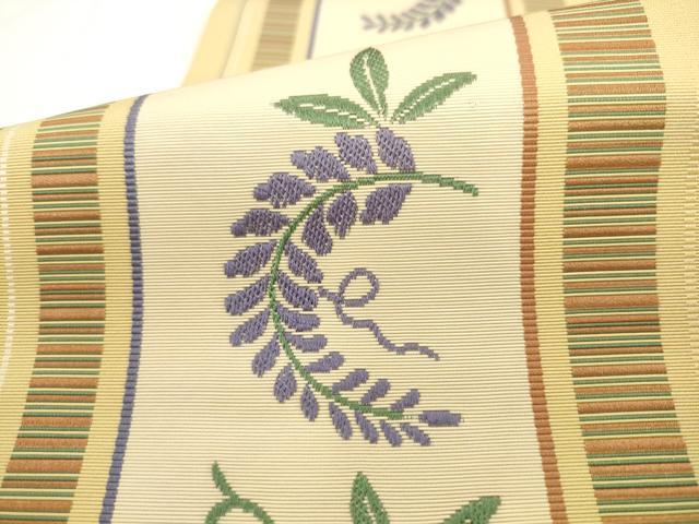 平和屋着物○本場筑前博多織 両面半幅帯 花間道 献上 正絹 逸品