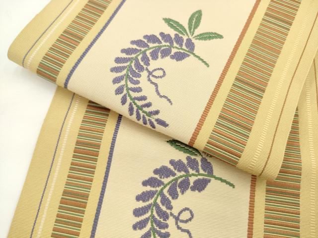 平和屋着物○本場筑前博多織 両面半幅帯 花間道 献上 正絹 逸品