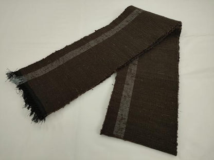 平和屋着物●半幅帯　一重帯　紬地　間道　正絹　逸品　AABK6946pf