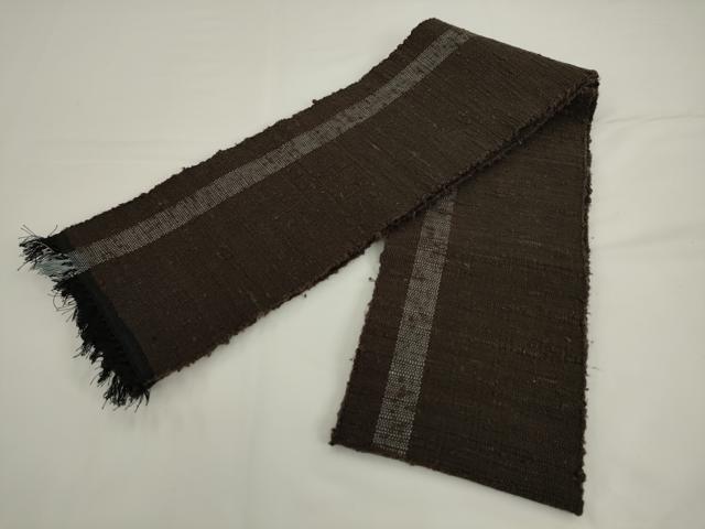 平和屋着物●半幅帯　一重帯　紬地　間道　正絹　逸品　AABK6946pf
