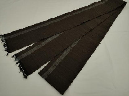 平和屋着物●半幅帯　一重帯　紬地　間道　正絹　逸品　AABK6946pf