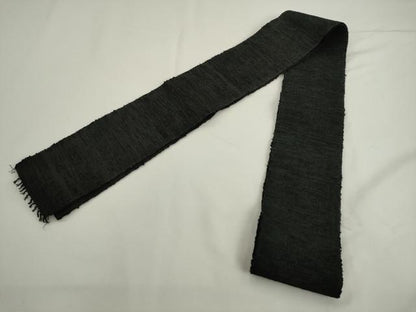 平和屋着物●男性　角帯　一重帯　紬地　霞文　黒地　正絹　逸品　AABK6963pf