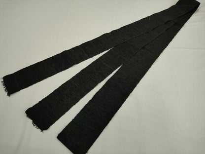 平和屋着物●男性　角帯　一重帯　紬地　霞文　黒地　正絹　逸品　AABK6963pf