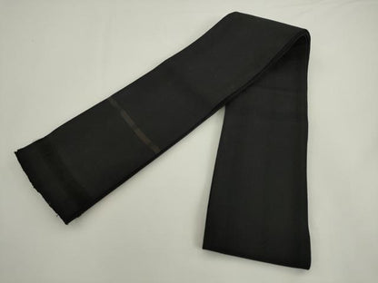 平和屋着物●男性　本場筑前博多織　角帯　献上　黒地　正絹　逸品　AABK6964pf
