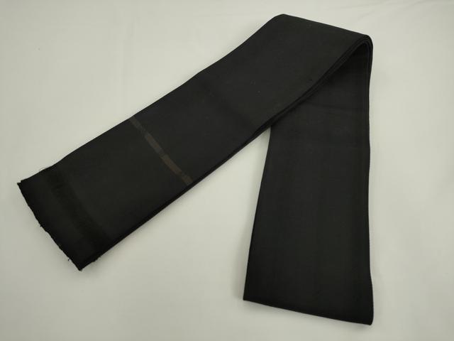 平和屋着物●男性　本場筑前博多織　角帯　献上　黒地　正絹　逸品　AABK6964pf