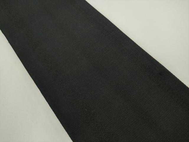 平和屋着物●男性　本場筑前博多織　角帯　献上　黒地　正絹　逸品　AABK6964pf