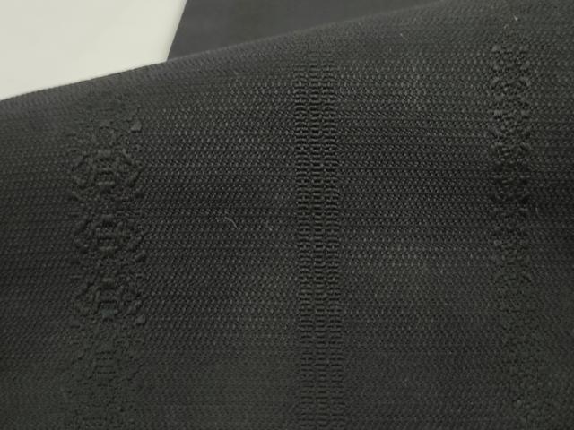 平和屋着物●男性　本場筑前博多織　角帯　献上　黒地　正絹　逸品　AABK6964pf
