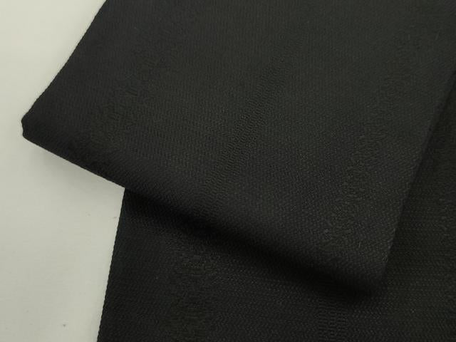 平和屋着物●男性　本場筑前博多織　角帯　献上　黒地　正絹　逸品　AABK6964pf