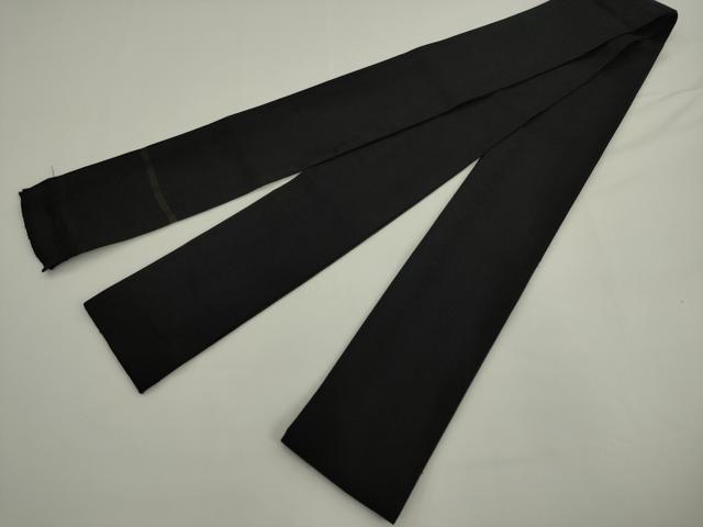 平和屋着物●男性　本場筑前博多織　角帯　献上　黒地　正絹　逸品　AABK6964pf