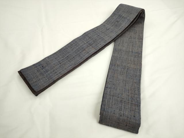 平和屋着物●男性　両面角帯　紬地　霞文　正絹　逸品　AABK6966pf
