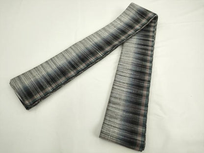 平和屋着物●男性　角帯　紬地　格子　正絹　逸品　AABK6968pf