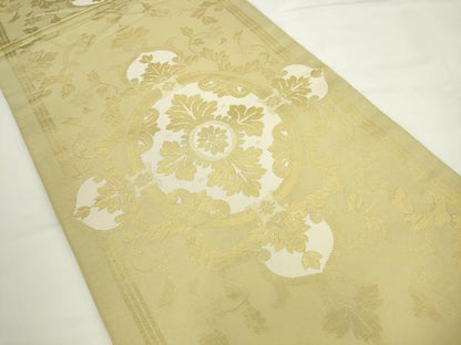 平和屋着物●西陣　川島織物　六通柄　本袋帯　飾花文　金糸　正絹　逸品　AABK6974pf