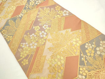 平和屋着物●西陣　川島織物　六通柄　本袋帯　風景花文　金銀糸　正絹　逸品　AABK6979pf