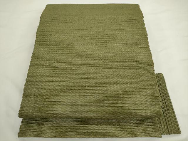 平和屋着物●八寸名古屋帯　信州紬　色無地　草色　正絹　逸品　AABK6981pf