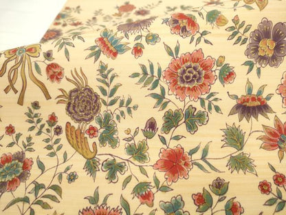 平和屋着物●塩瀬　九寸名古屋帯　手描き　更紗花文　金彩　正絹　逸品　AABK6985pf