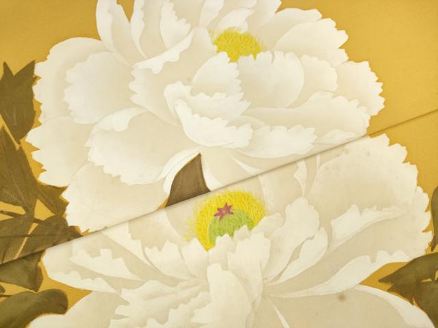 平和屋着物●東京友禅　熊谷好博子　塩瀬　九寸名古屋帯　手描き　草花文　正絹　逸品　AABK6986pf