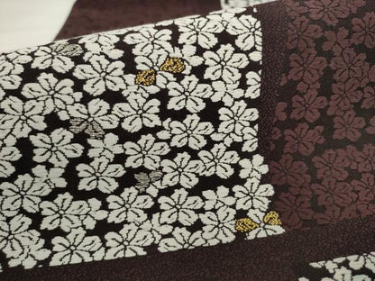 平和屋着物●九寸名古屋帯　唐織　花尽くし　金銀糸　正絹　逸品　AABK6994pf