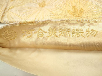 平和屋着物●西陣　河合美術織物謹製　銀座きしや　つけ帯　唐松　金糸　正絹　逸品　AABK6999pf