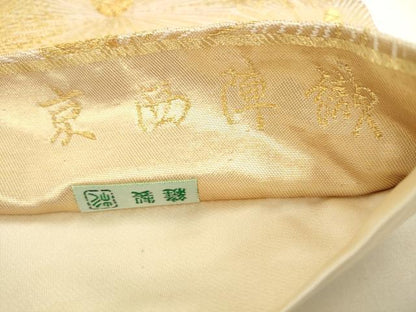 平和屋着物●西陣　河合美術織物謹製　銀座きしや　つけ帯　唐松　金糸　正絹　逸品　AABK6999pf