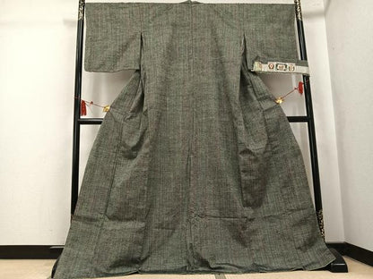 平和屋着物●結城紬　間道　証紙付き　正絹　逸品　未使用　AABK7001ph