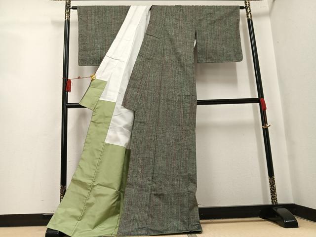平和屋着物●結城紬　間道　証紙付き　正絹　逸品　未使用　AABK7001ph