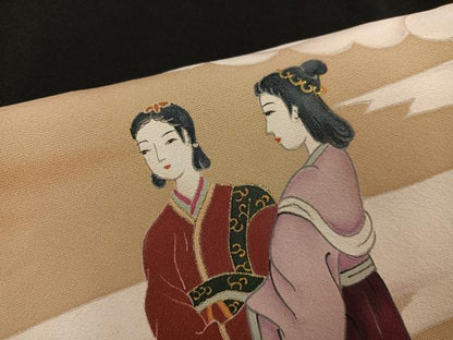 平和屋着物●豪華黒留袖　女人風景文　金彩　正絹　逸品　AABK7002ph