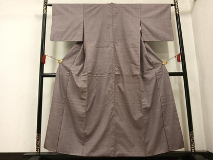 平和屋着物●結城紬　色無地　鳩羽鼠色　正絹　逸品　AABK7004ph