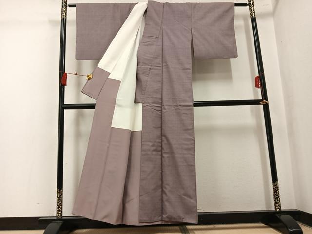 平和屋着物●結城紬　色無地　鳩羽鼠色　正絹　逸品　AABK7004ph