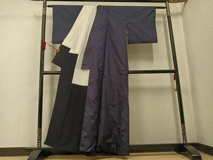 平和屋着物●上質な紬　色無地　藤煤竹色　正絹　逸品　AABK7005ph
