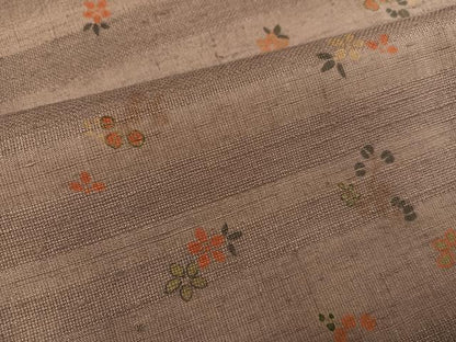 平和屋着物●上質な紬　草花文　正絹　逸品　AABK7008ph