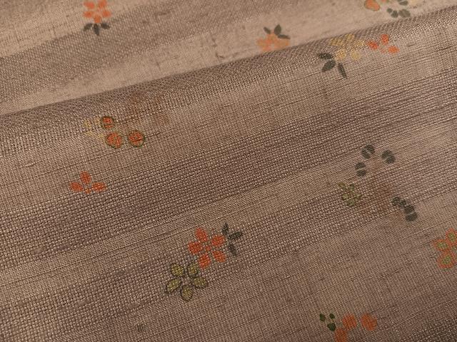 平和屋着物●上質な紬　草花文　正絹　逸品　AABK7008ph
