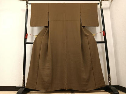 平和屋着物●ファッションデザイナー 花井幸子　色無地　媚茶色　正絹　逸品　AABK7009ph