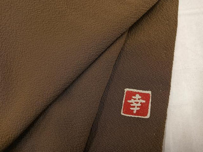 平和屋着物●ファッションデザイナー 花井幸子　色無地　媚茶色　正絹　逸品　AABK7009ph