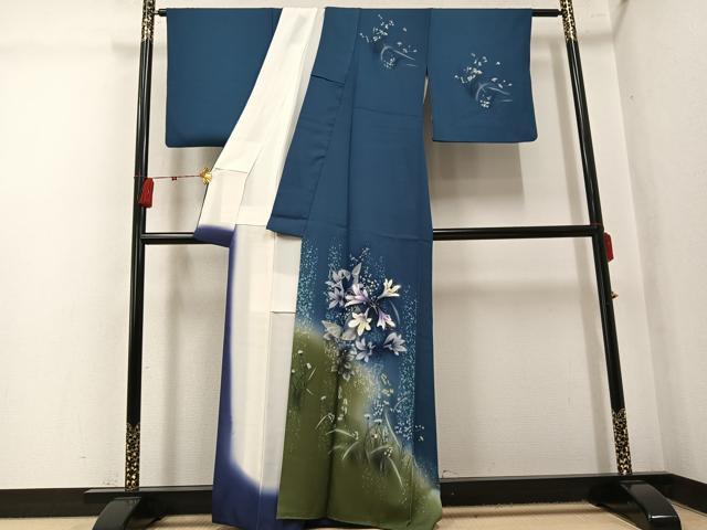 平和屋着物●訪問着　草花文　暈し染め　金彩　正絹　逸品　AABK7015ph