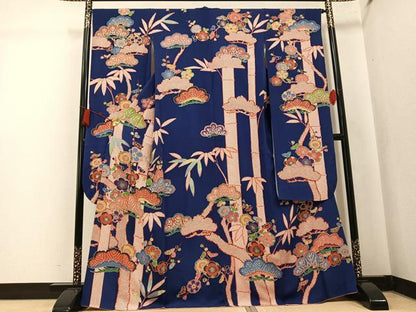 平和屋着物●豪華振袖　紅型　松竹梅文　正絹　逸品　AABK7020ph