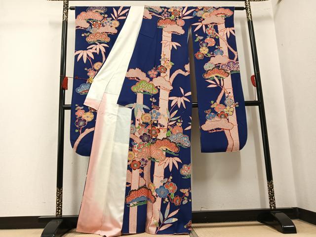 平和屋着物●豪華振袖　紅型　松竹梅文　正絹　逸品　AABK7020ph