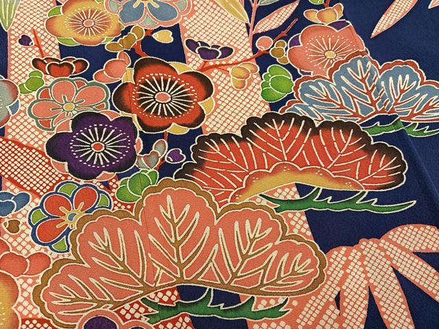 平和屋着物●豪華振袖　紅型　松竹梅文　正絹　逸品　AABK7020ph